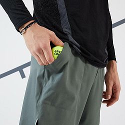 ARTENGO Pánske tenisové termo šortky s legínami 2 v 1 kaki-čierne khaki M (W32 L33)
