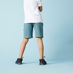 DOMYOS Detské bavlnené šortky na cvičenie kaki zelená 10-11 r (141-150 cm)
