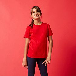 DOMYOS Detské bavlnené tričko unisex červené 12-13 r (151-160 cm)