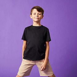 DOMYOS Detské bavlnené tričko unisex čierne 10-11 r (141-150 cm)
