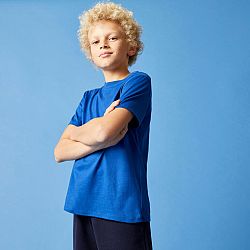DOMYOS Detské bavlnené tričko unisex modré 5-6 r (113-122 cm)