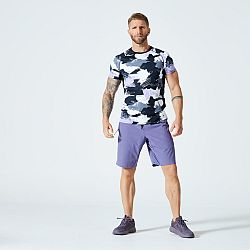 DOMYOS Pánske šortky na fitness 500 fialové modrá S