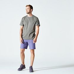 DOMYOS Pánske tričko na fitness 500 Essentials kaki khaki 2XL