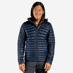 FORCLAZ Pánska páperová bunda MT100 na horskú turistiku s kapucňou do -5 °C modrá M
