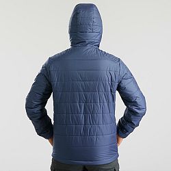FORCLAZ Pánska prešívaná bunda MT100 na horskú turistiku s kapucňou do -5 °C modrá XS