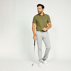 INESIS Pánska golfová polokošeľa s krátkym rukávom MW500 kaki khaki M