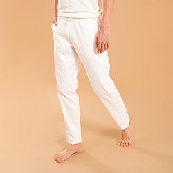 KIMJALY Pánske plátenné nohavice na jemnú jogu ľan bavlna biele S