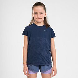 KIPRUN Dievčenské bežecké bezšvové tričko Care tmavomodré 8-9 r (131-140 cm)