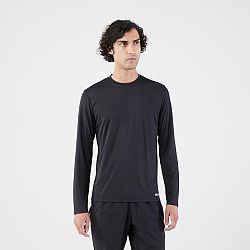 KIPRUN Pánske bežecké tričko Dry 500 s dlhým rukávom a UV ochranou čierne XL
