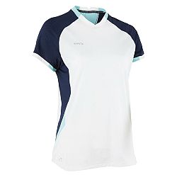KIPSTA Dámsky futbalový dres s krátkym rukávom rovný strih biely modrá S