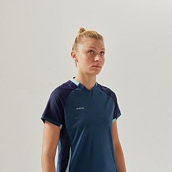 KIPSTA Dámsky futbalový dres s krátkym rukávom rovný strih modrý S