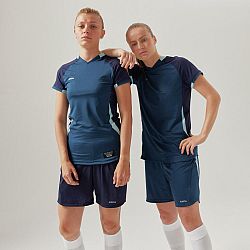 KIPSTA Dámsky futbalový dres s krátkym rukávom úzky strih modrý L