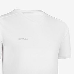 KIPSTA Detský futbalový dres Essentiel s krátkym rukávom biely 7-8 r (123-130 cm)