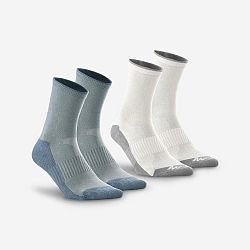 QUECHUA Detské vysoké turistické ponožky MH100 2 páry sivé šedá 31-34