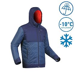 QUECHUA Pánska nepremokavá zimná bunda na turistiku SH500 do -10 °C modrá 2XL