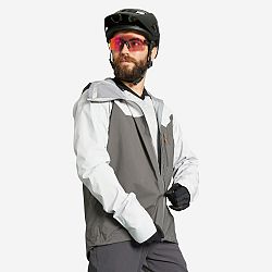 ROCKRIDER Pánska bunda na horskú cyklistiku All Mountain nepremokavá sivá šedá XL