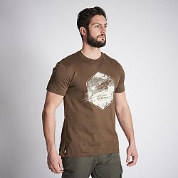 SOLOGNAC Bavlnené tričko 100 s krátkym rukávom a motívom jeleňa gaštanovohnedé hnedá XL