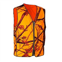 SOLOGNAC Poľovnícka vesta Compact nehlučná reflexná s maskovaním oranžová M
