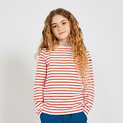 TRIBORD Dievčenské námornícke tričko Sailing 100 s dlhým rukávom bielo-červené 14 rokov